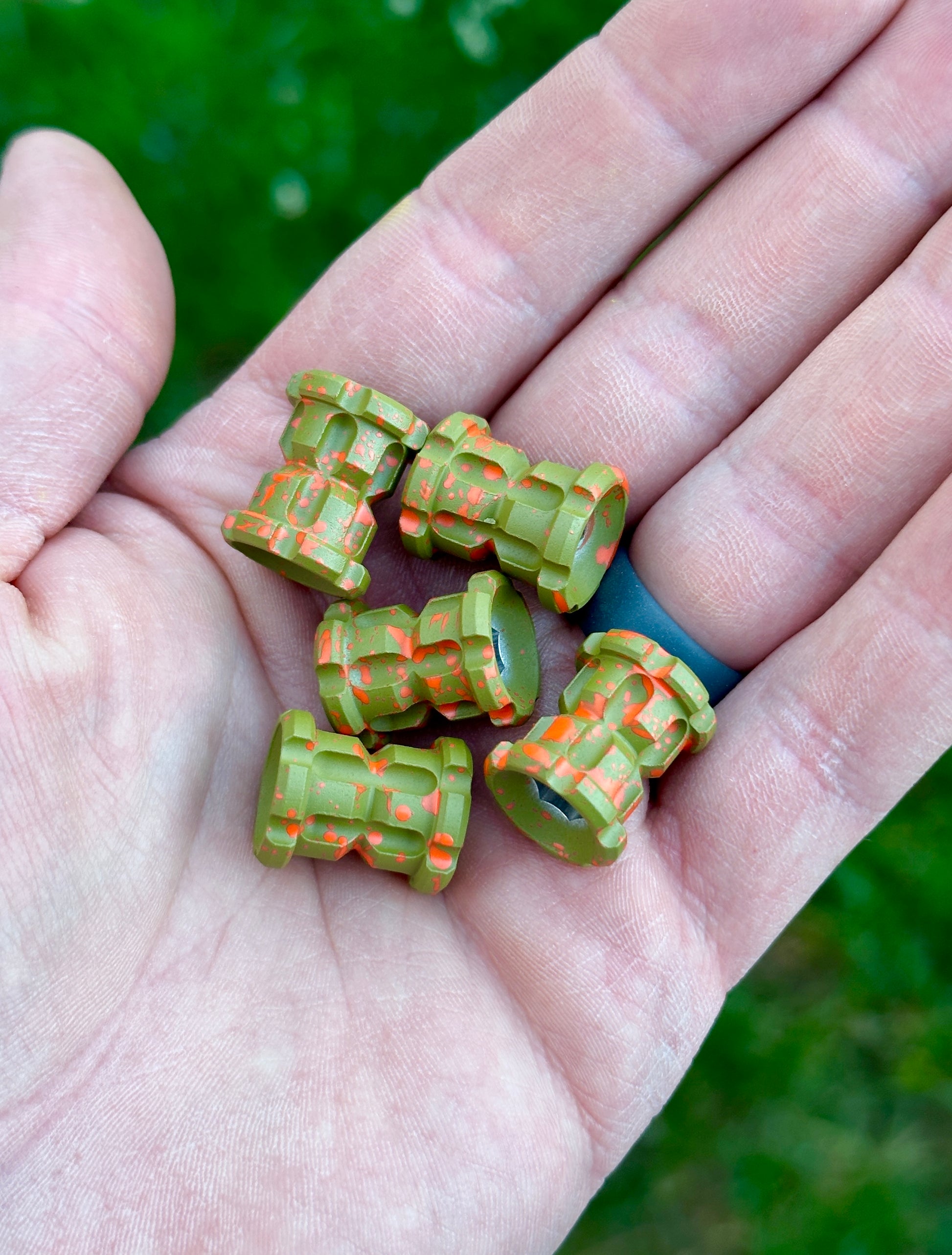 Koch Tools Co EDC Ball-Nose Lanyard bead - Aluminum Green and Orange Cerakote