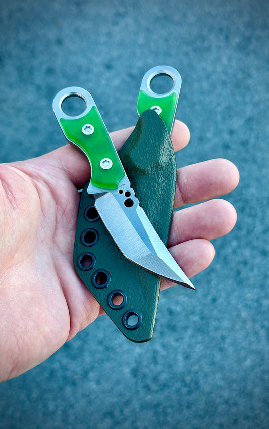 Koch Tools Co and Empire Outfitter EDC Hornet Fixed Blade AEB-L /  Slime Green Resin SCales