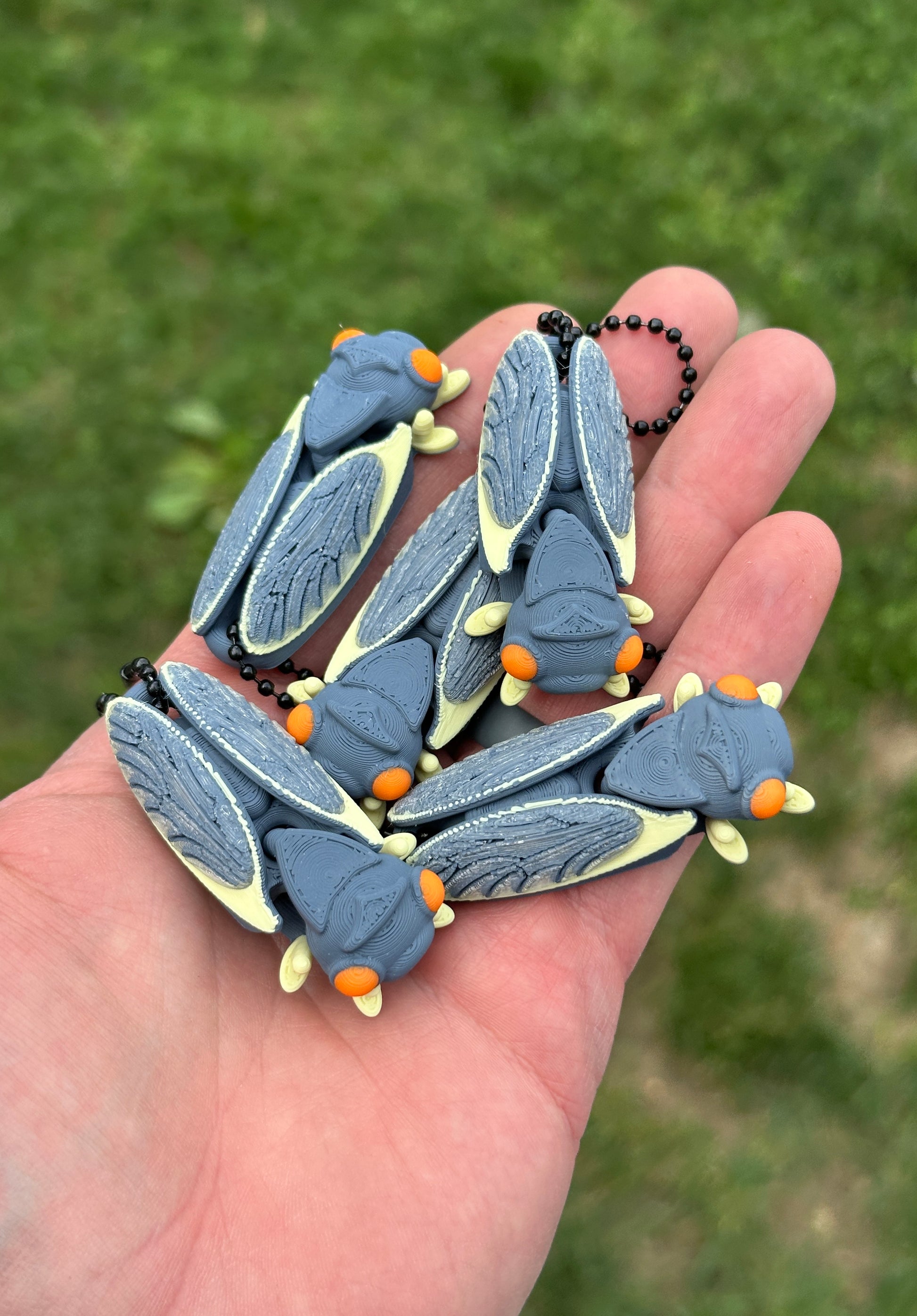 Cicada fidget toy 3D printed articulating keychain gift